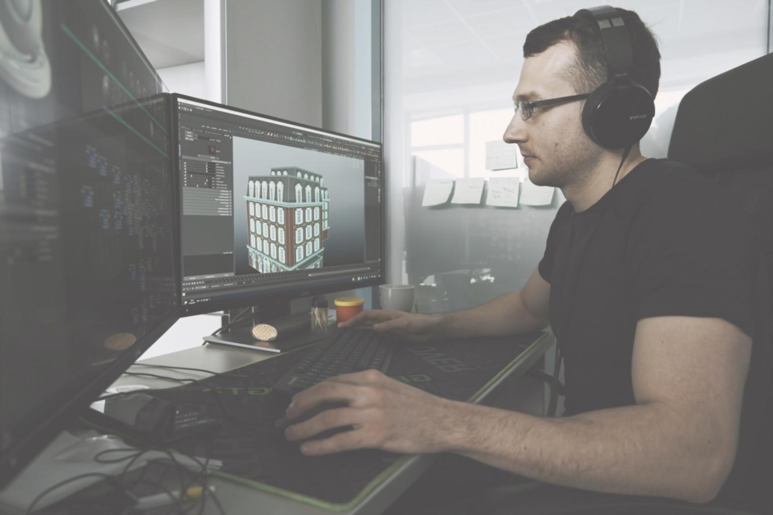Studenti al lavoro su progetti di level design 3D